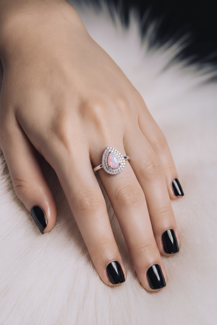 Anillo con piedra rosa